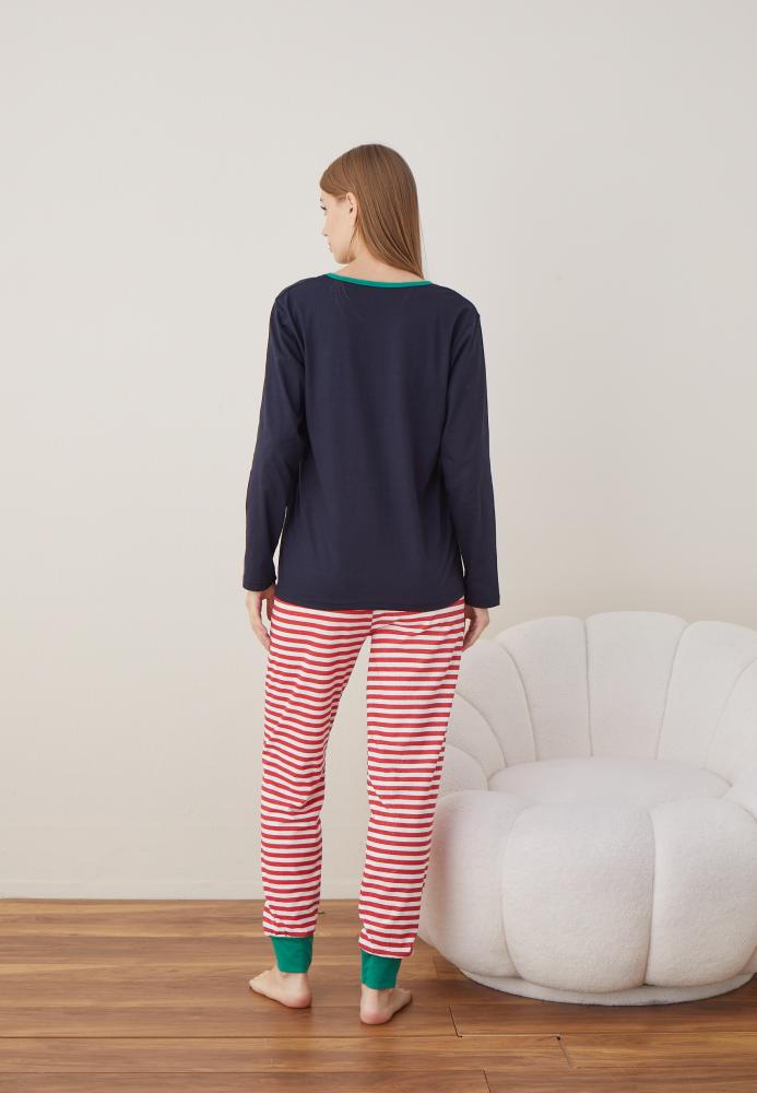 Pijama Dama Craciun "SANTA" ,maneca lunga ,pantaloni lungi,Engros